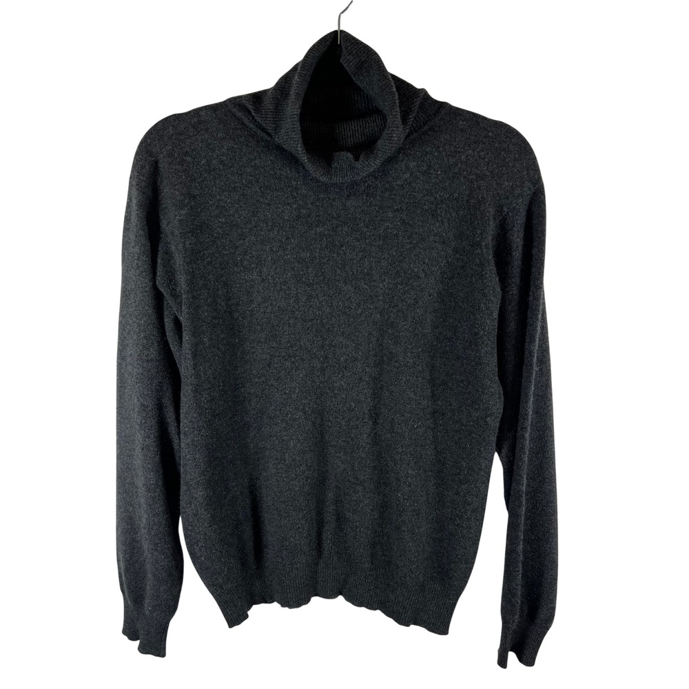 Lord & Taylor Charcoal Grey 100% Two Ply‎ Cashmere Turtleneck Sweater Women M